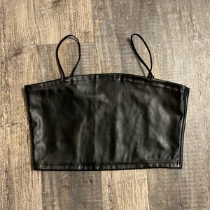 SHEIN faux leather crop top